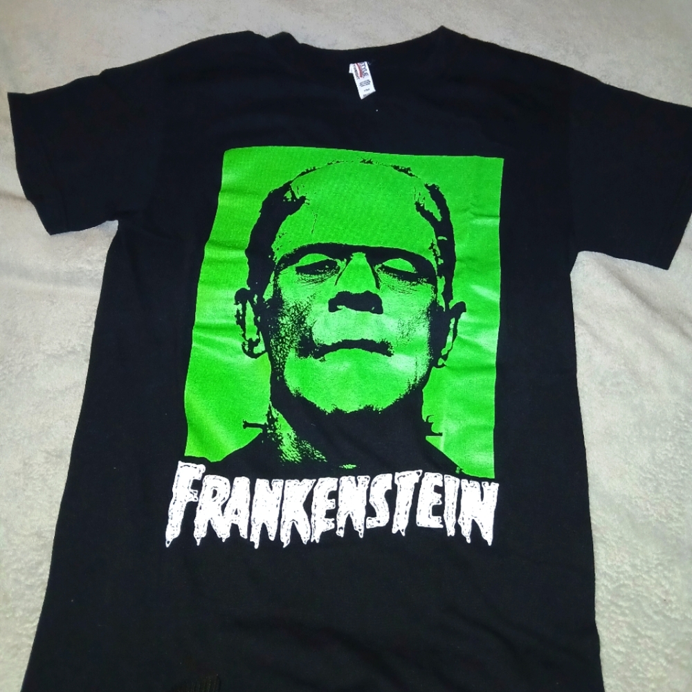 Alstyle Black and Green Frankenstein Tee